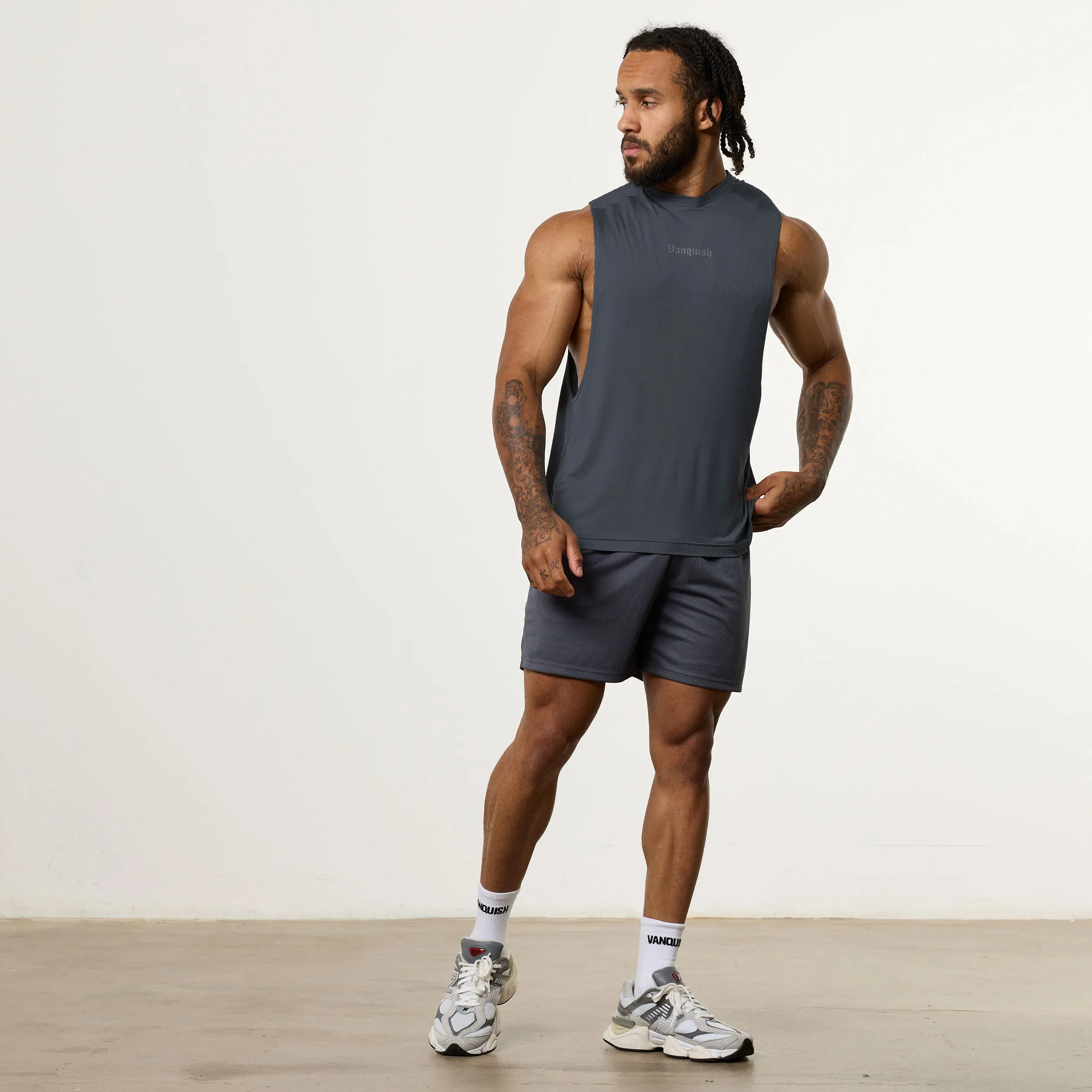 Camping practicality Running Speed Vanquish Ultra Soft Denim Blue Oversized Sleeveless T Shirt