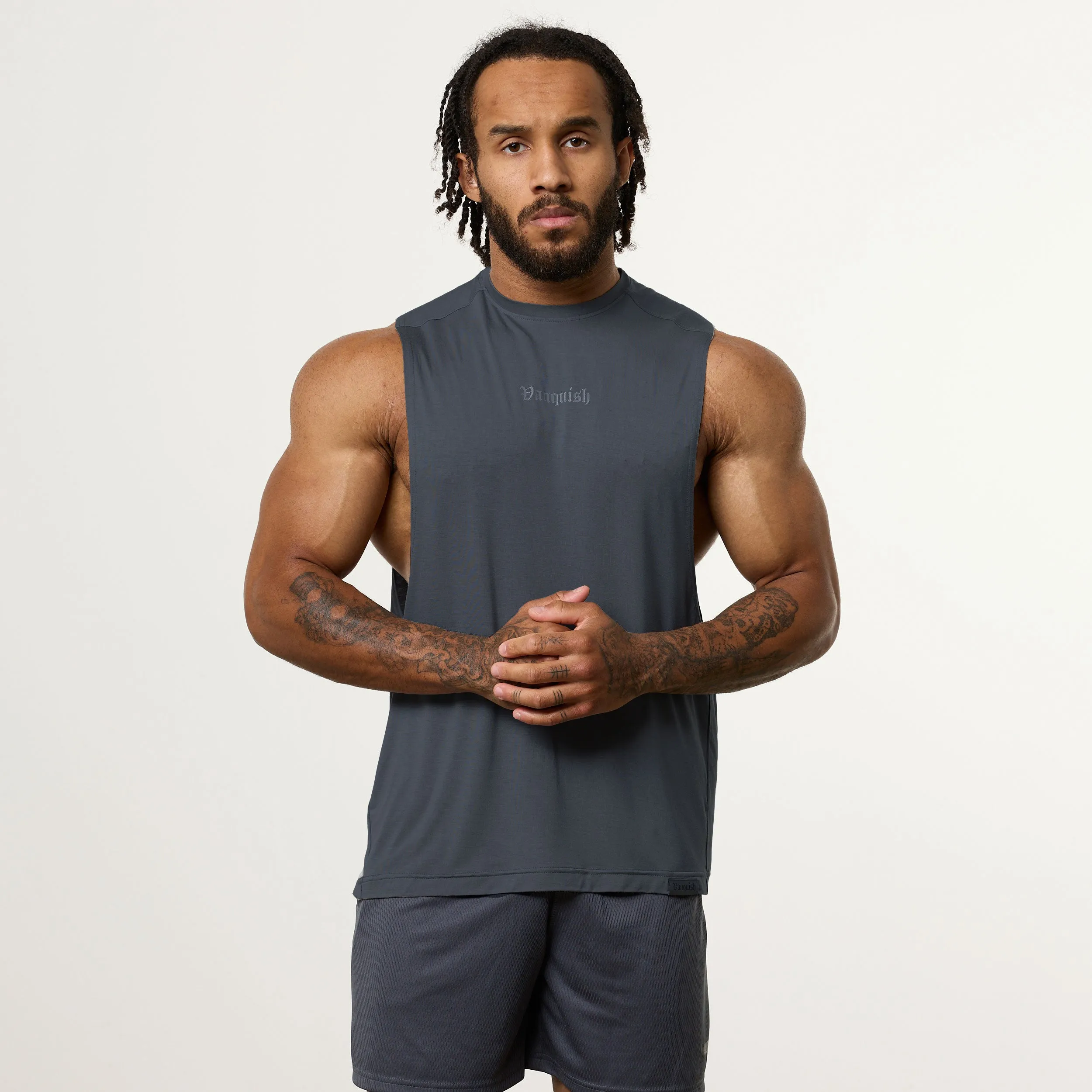 Vanquish Ultra Soft Denim Blue Oversized Sleeveless T Shirt soft fit Minimalist Look