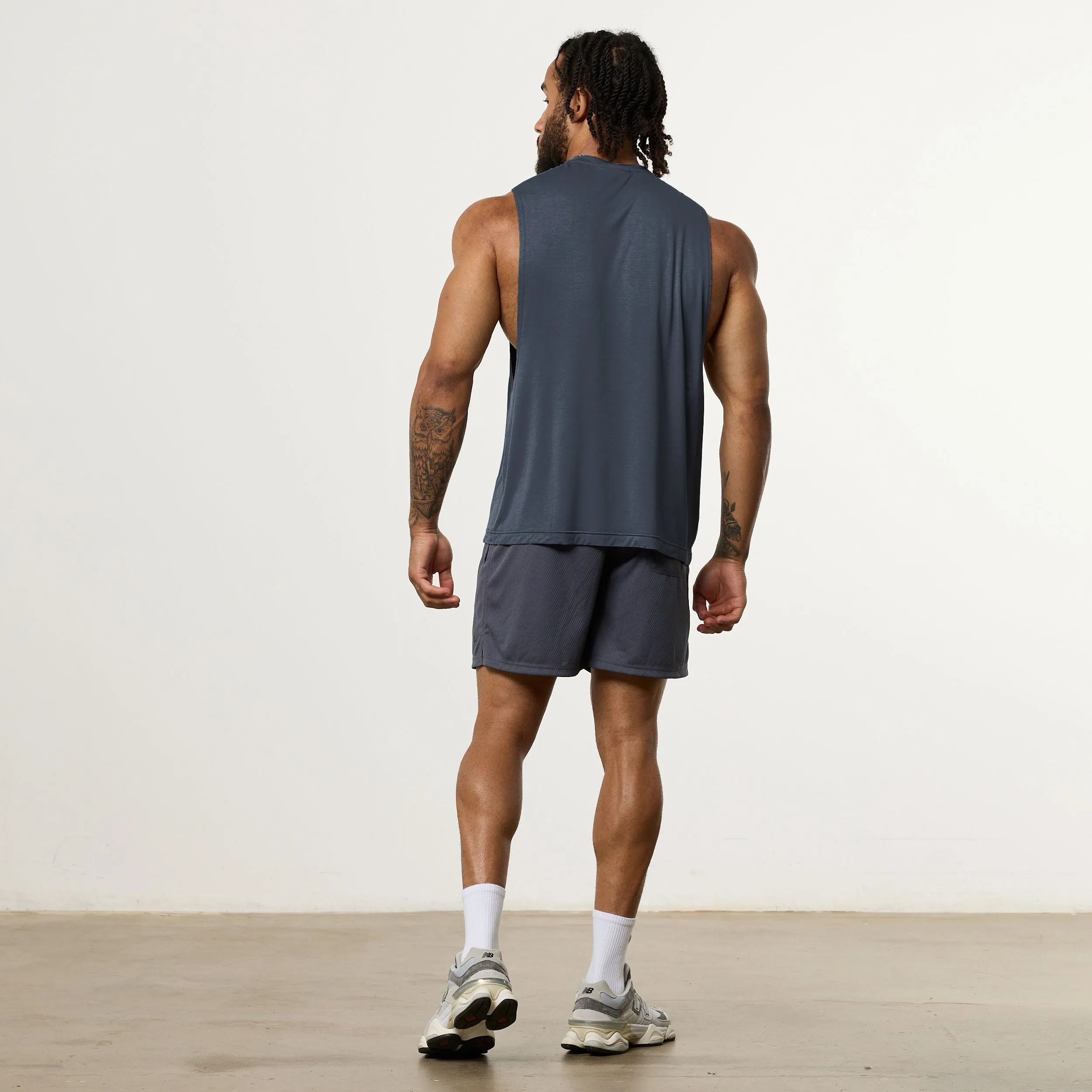 Outdoor Activity Vanquish Ultra Soft Denim Blue Oversized Sleeveless T Shirt
