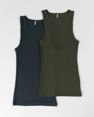 easy to operate Zero Ribbed Tank 2pk - Signature Green / Signature Navy