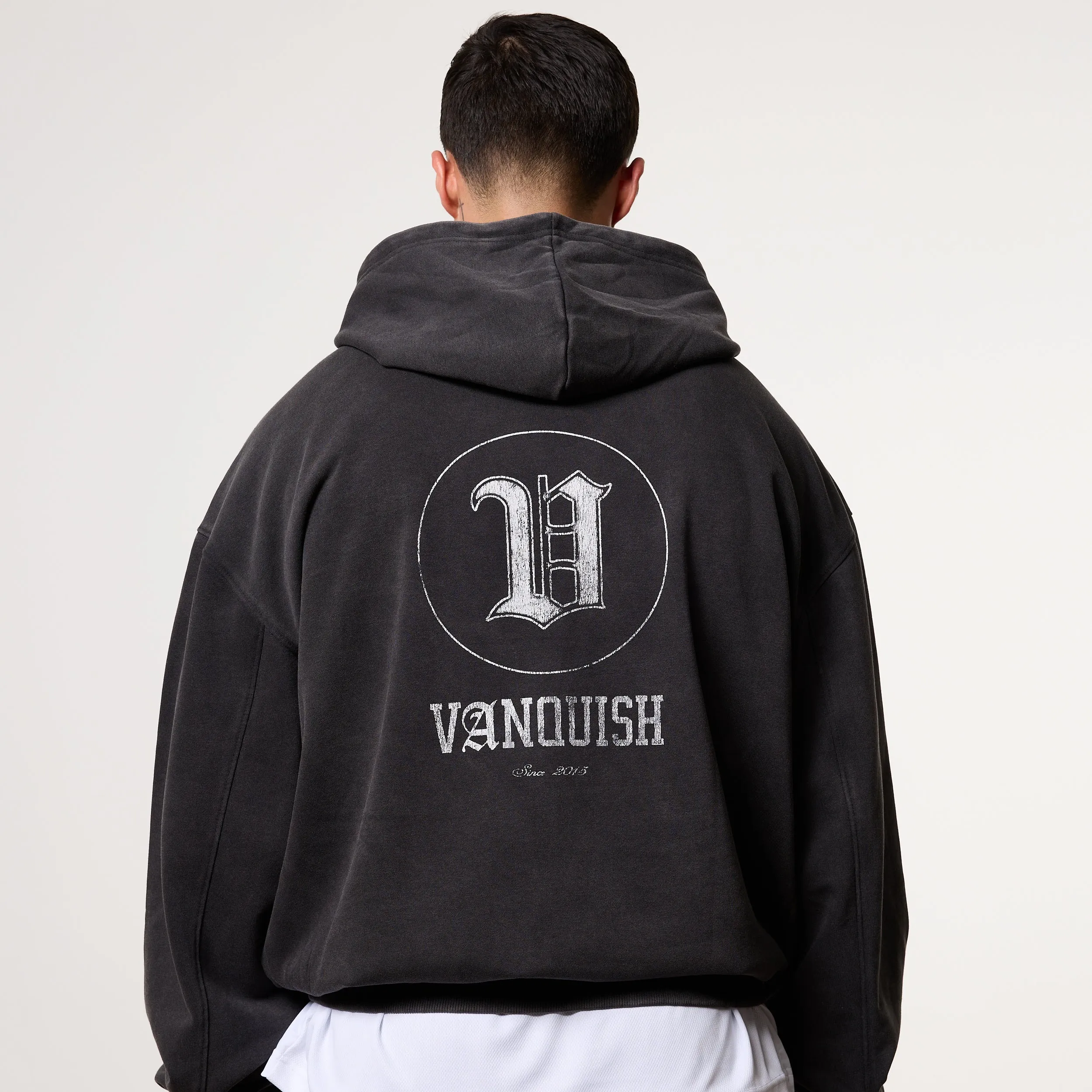 Vanquish Legacy Black Washed Oversized Pullover Hoodie Shiny Finish