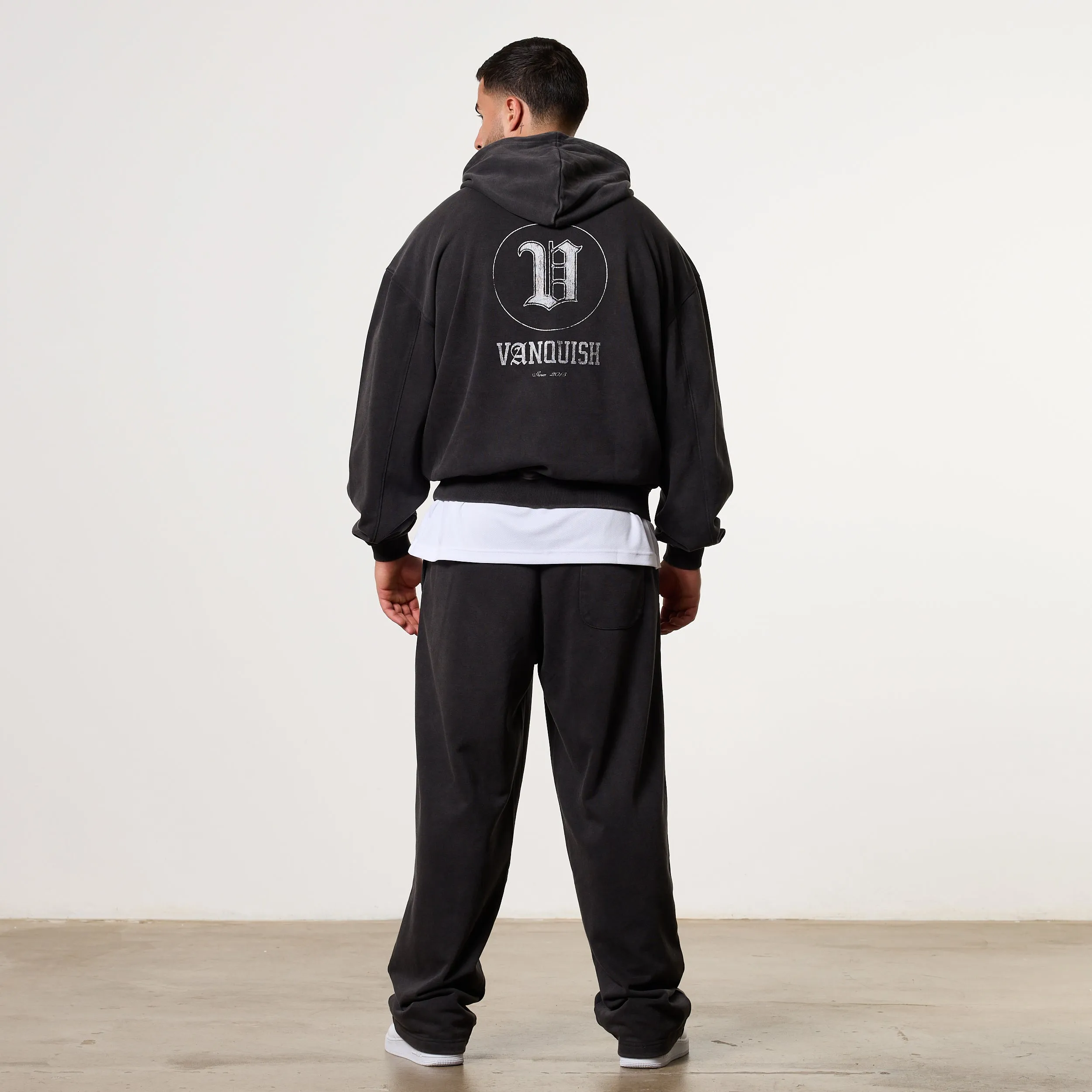 Ergonomic Seams Vanquish Legacy Black Washed Oversized Pullover Hoodie
