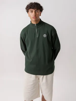 Quarter Zip Pullover Street Comfort Ribbed Hem Details