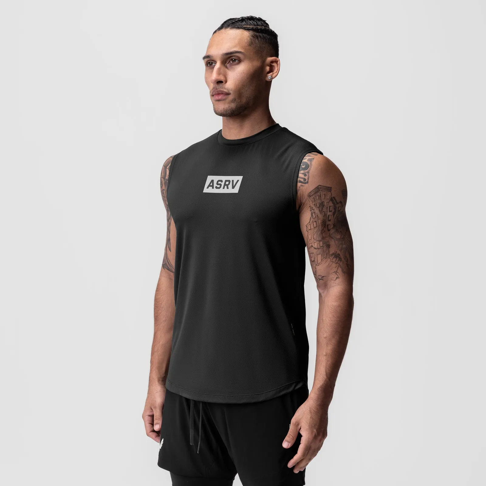 Agile pre war preparation 0757. AeroSilver? Cutoff Tank - Black "Box Logo"