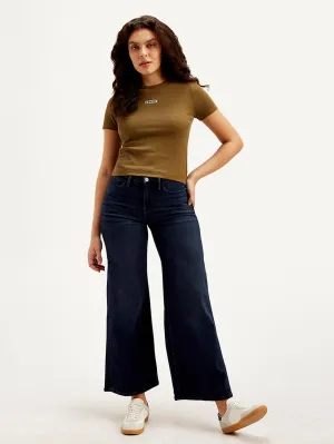 Modern Minimalist Fashion Lover Women's Redloop 318 Navy Blue Flared Fit Mid Rise Jeans