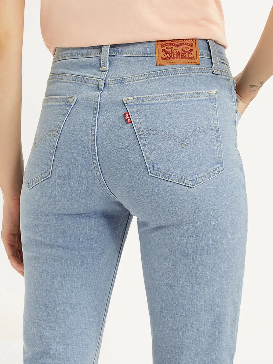 Women's 724 Light Blue Straight Fit High Rise Jeans Smart Casual Modern Rainy Day Trend Setter Sunny Vibes