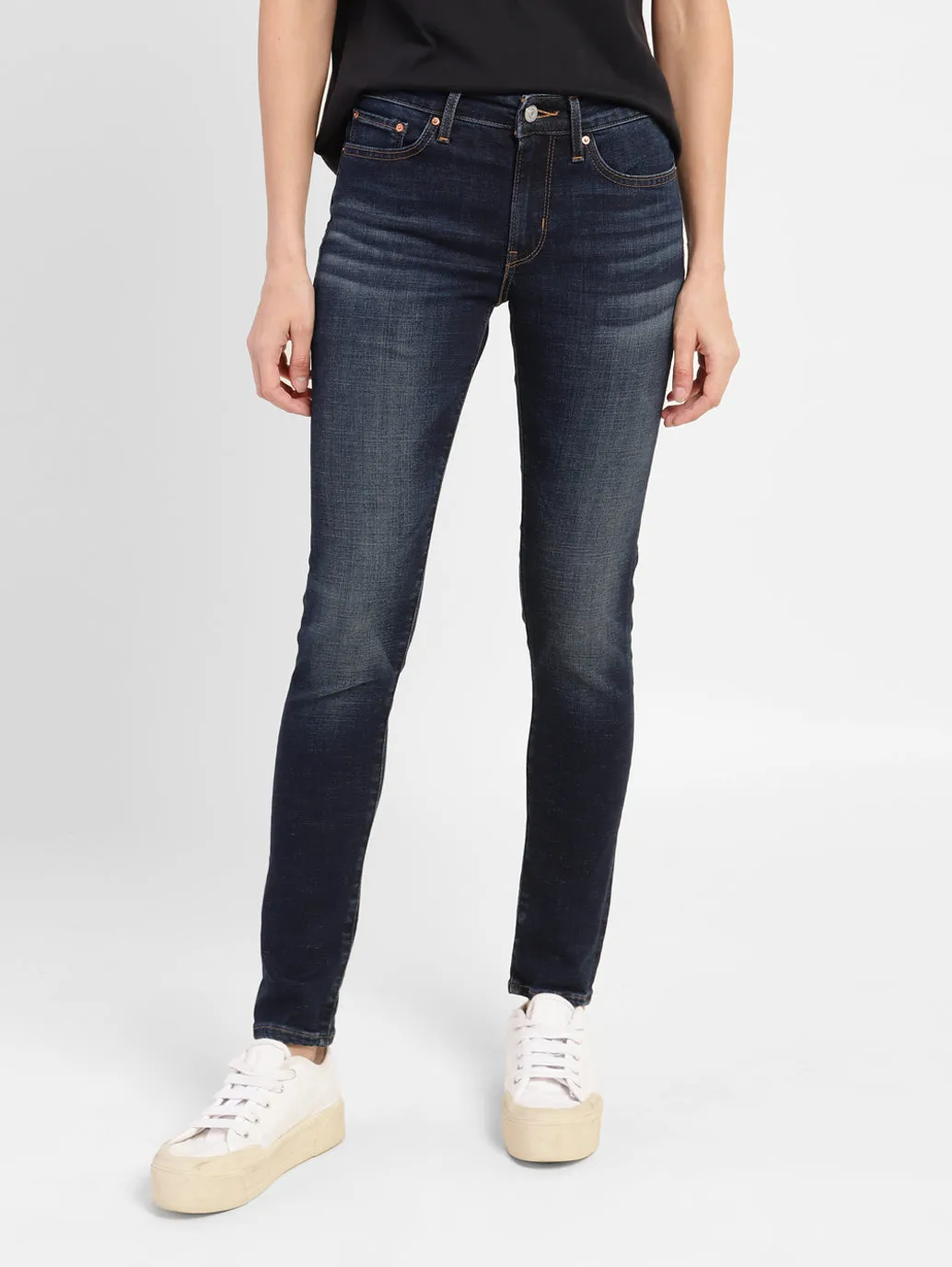 Outdoor Ready Subtle Detail Women's 711 Blue Skinny Fit Mid Rise Jeans