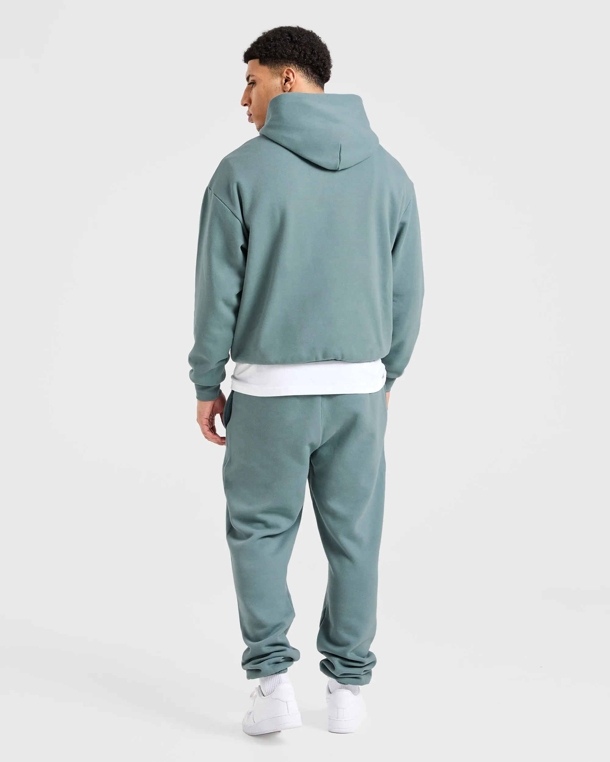 Front Pouch Tailored Fit Essential Oversized Hoodie - Dusty Blue
