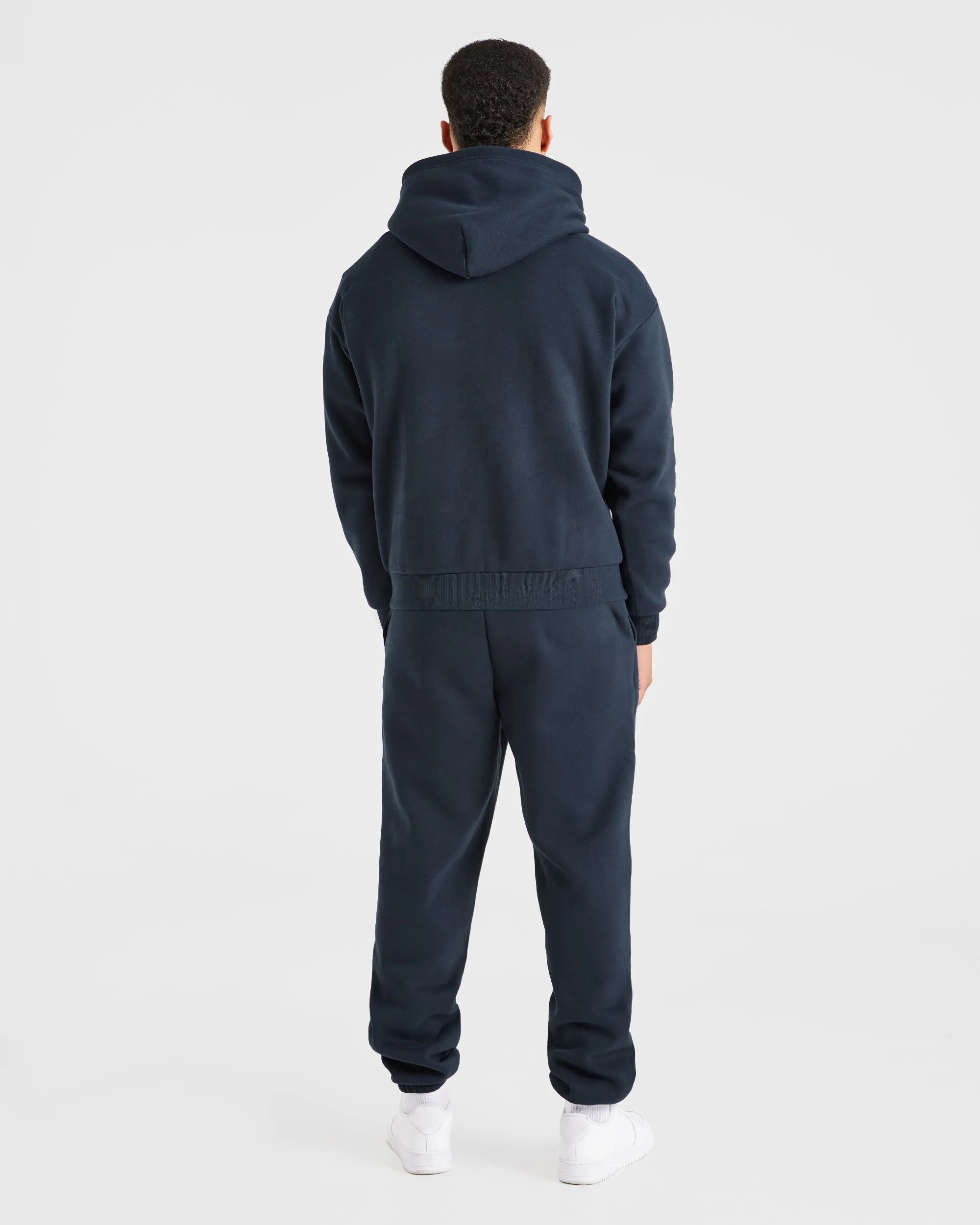 sports event Reinforced Elbow Patches Etched Hoodie - Navy