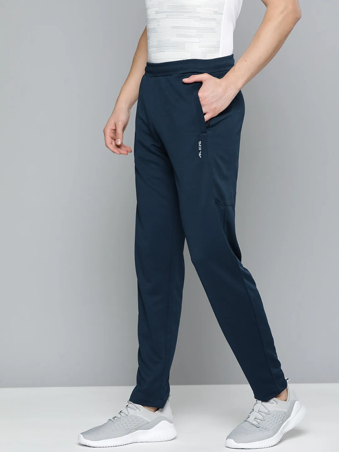 Alcis Men Navy Blue Solid Slim Fit Track Pants Core Ease