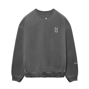 0861. Tech Essential? Distressed Crewneck - Faded Grey Gym Wear