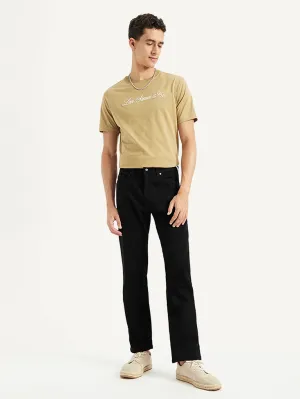 Men's 505 Black Straight Fit Mid Rise Jeans Party Look Classic Wear Travel Outfit Music Event