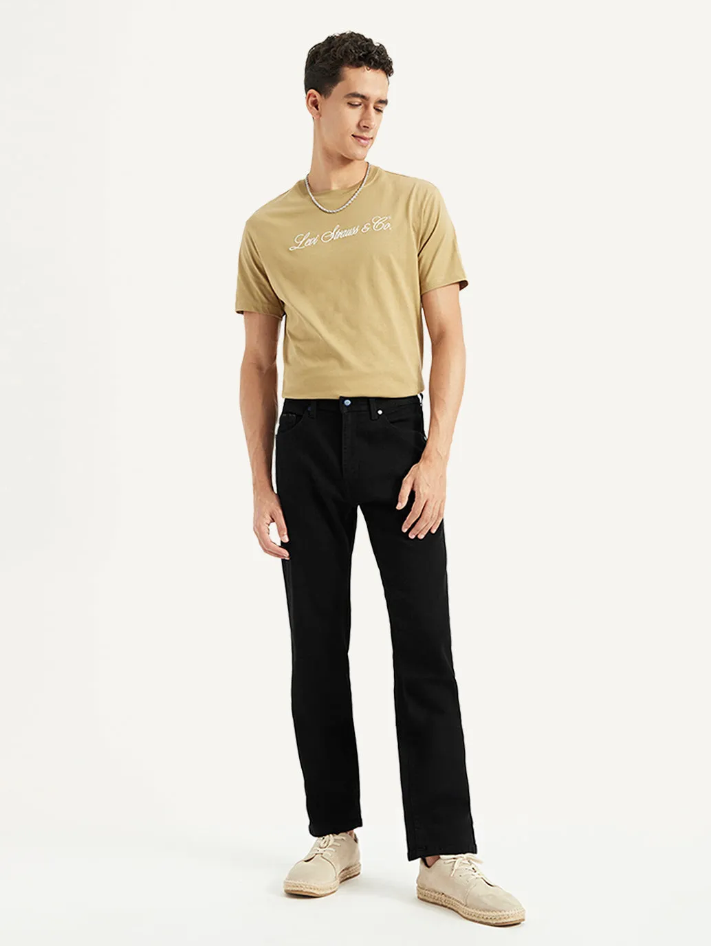 Men's 505 Black Straight Fit Mid Rise Jeans Party Look Classic Wear Travel Outfit Music Event