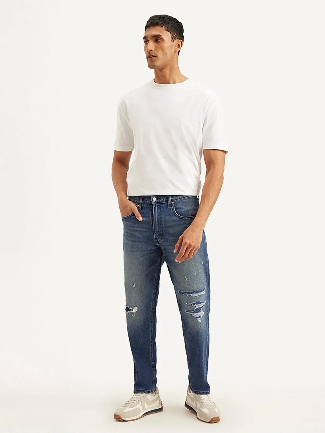 Wardrobe Classic Acid Wash Effect Men's 550'92 Blue Loose Fit Mid Rise Jeans