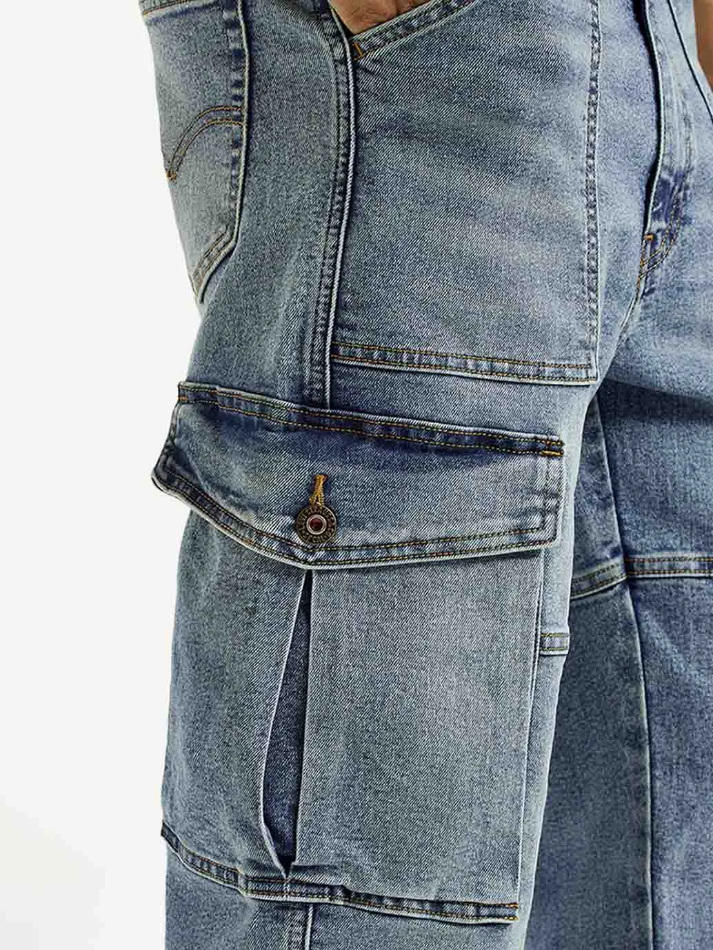 Men's 568 Mid Indigo Loose Fit Mid Rise Cargo Jeans City Walk Bold Look Relaxed Style Outdoor Enthusiast Evening Stroll