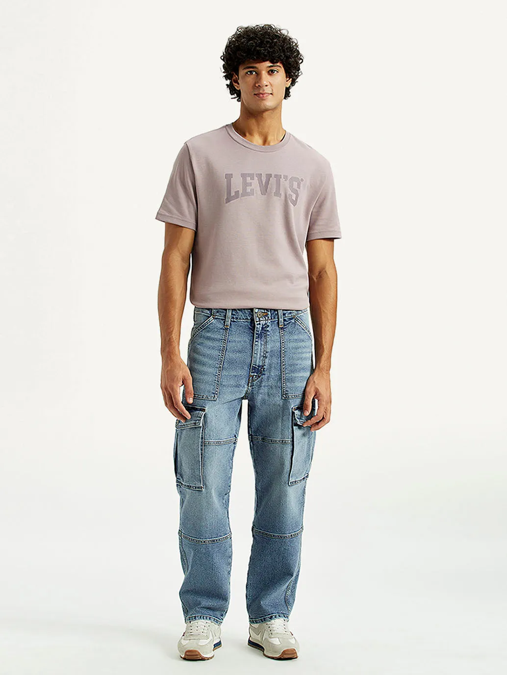 Men's 568 Mid Indigo Loose Fit Mid Rise Cargo Jeans Streetwear Fan Premium Professional Wear Urban Explorer