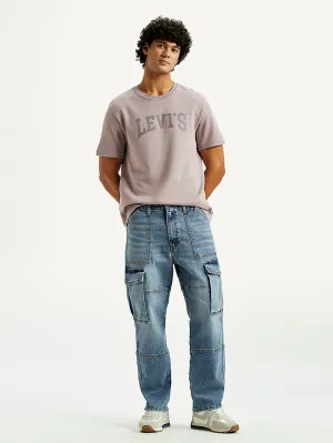 Airy Touch Beach Day Winter Warmth Classic Men's 568 Mid Indigo Loose Fit Mid Rise Cargo Jeans