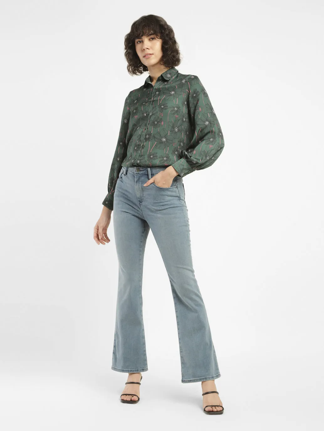 Trend Setter Home Comfort Couple Look Elegant Summer Vibes Women's Redloop 725 Blue Flared Fit High Rise Jeans