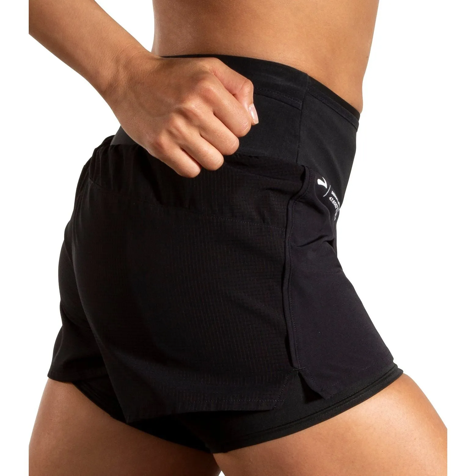 Biodegradable Material Option Relax Fit Brooks 3 Inch High Point 2.0 2 In 1 Womens Running Shorts - Black