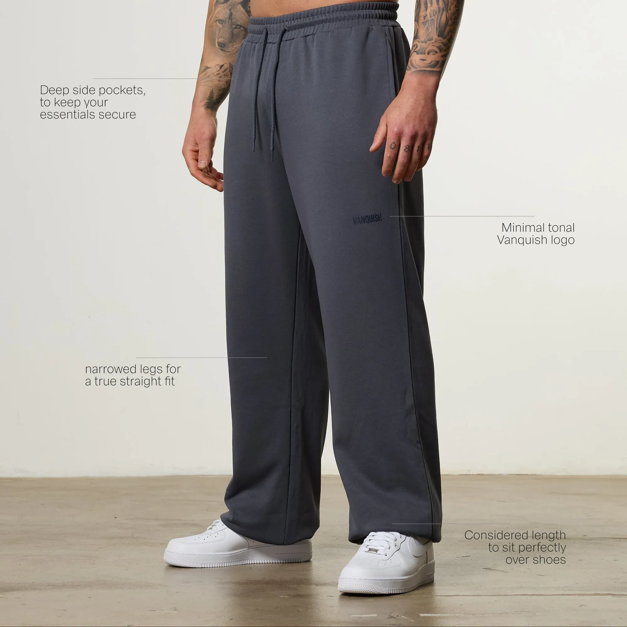 Office Friendly Vanquish Essential V2 Denim Blue Straight Leg Sweatpants