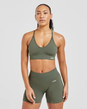 Coordinate with other items seams Secure Closure System Adapt Seamless Sports Bra - Green