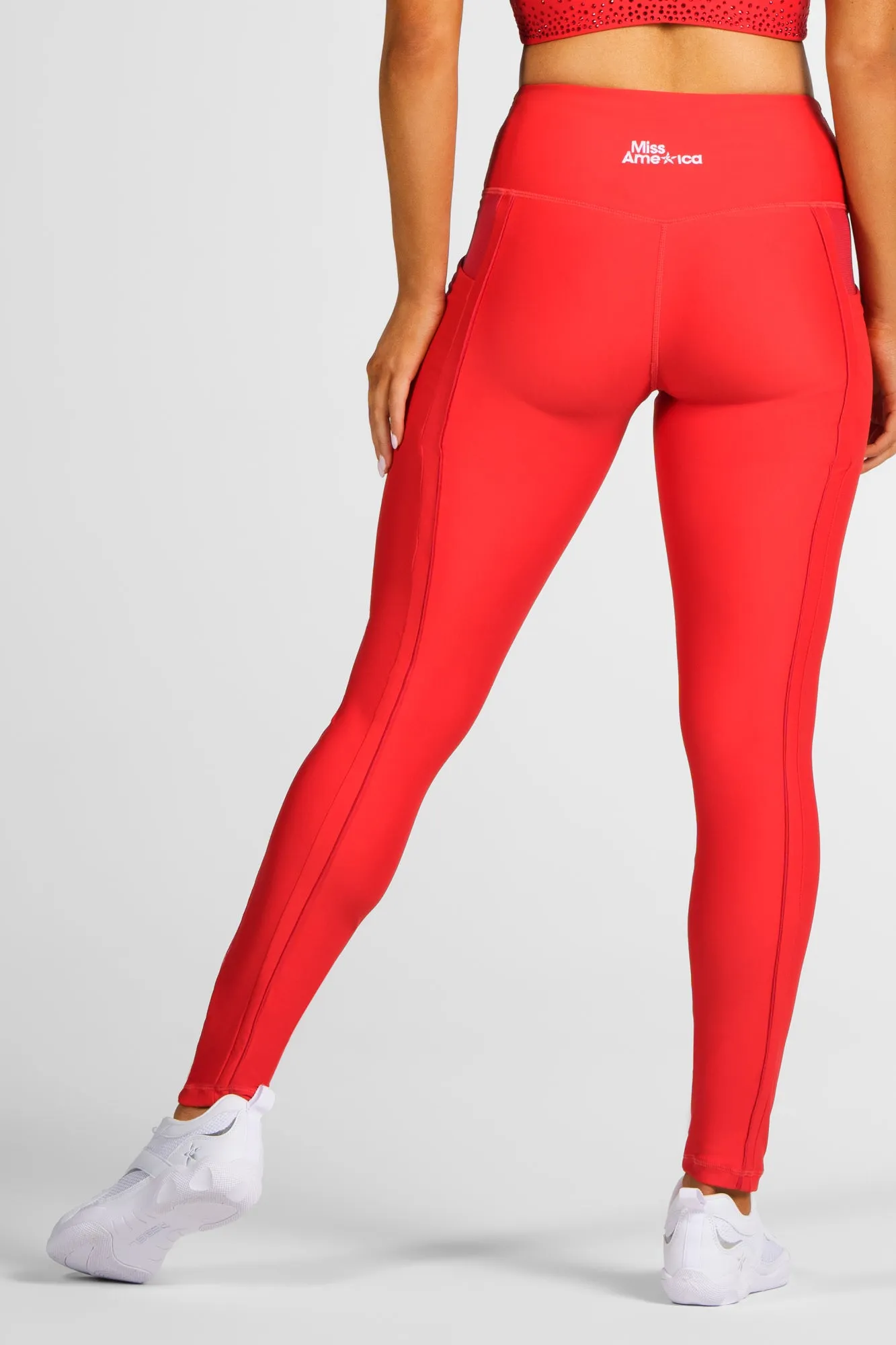 Miss America Leggings in Crowned Red Tall Fit Double Layer Tagless label