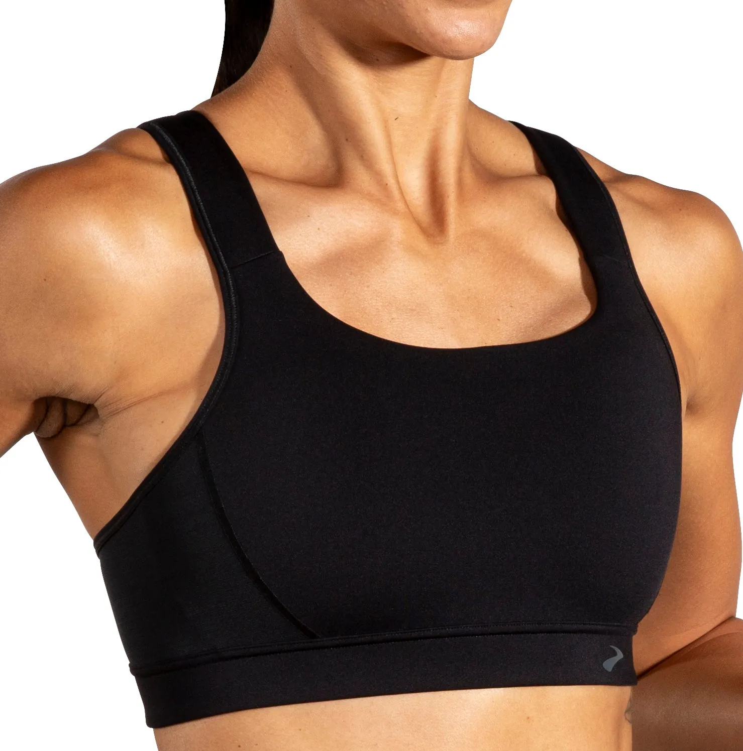 Mock neck Backless seams Brooks Convertible 2.0 Womens Sports Bra - Black