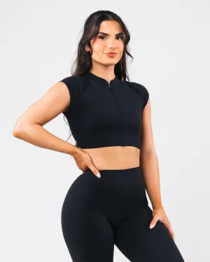 Spaghetti straps seams KDM Zip Bra - Black