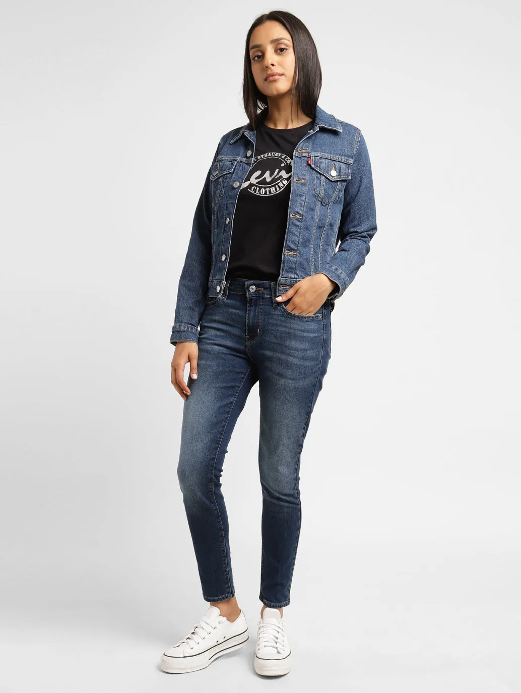 Women's 711 Blue Skinny Fit Mid Rise Jeans Parent Style Evening Stroll Festival Outfit