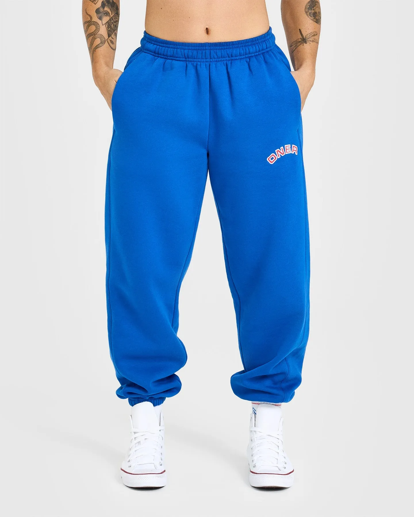 Office Friendly DurableHemming Foundations Joggers With Graphic | Oasis Blue