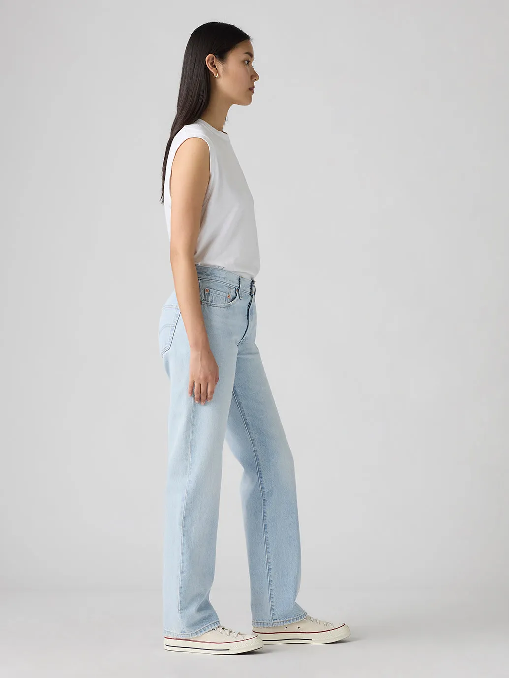 Women's 501'90s Light Indigo Straight Fit Mid Rise Jeans Customizable Hem Options