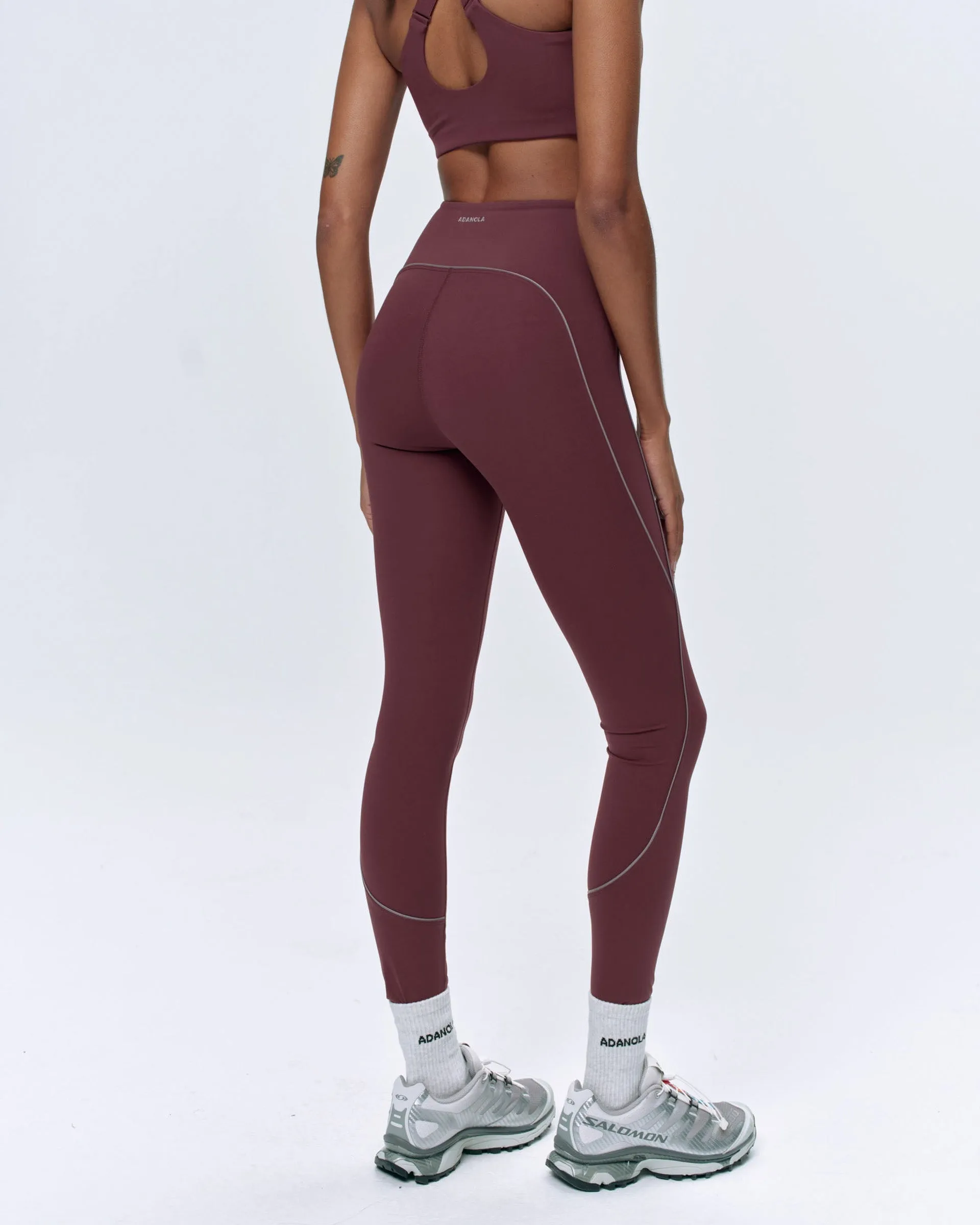 Lounge Outfit Ultimate Reflective Piping Leggings - Burgundy