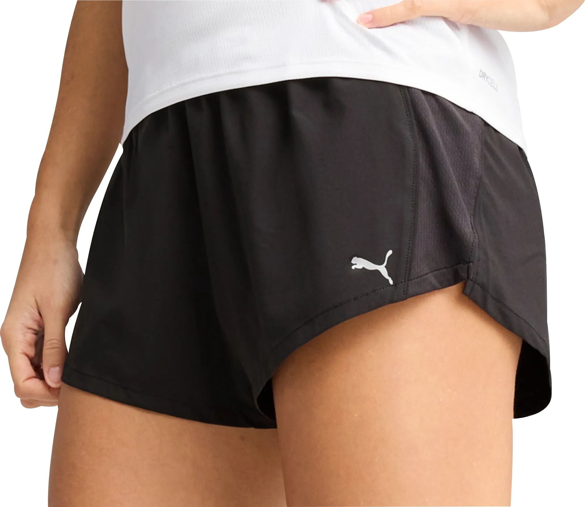 embroidery details Sport Mood Puma Velocity 3 Inch Womens Running Shorts - Black