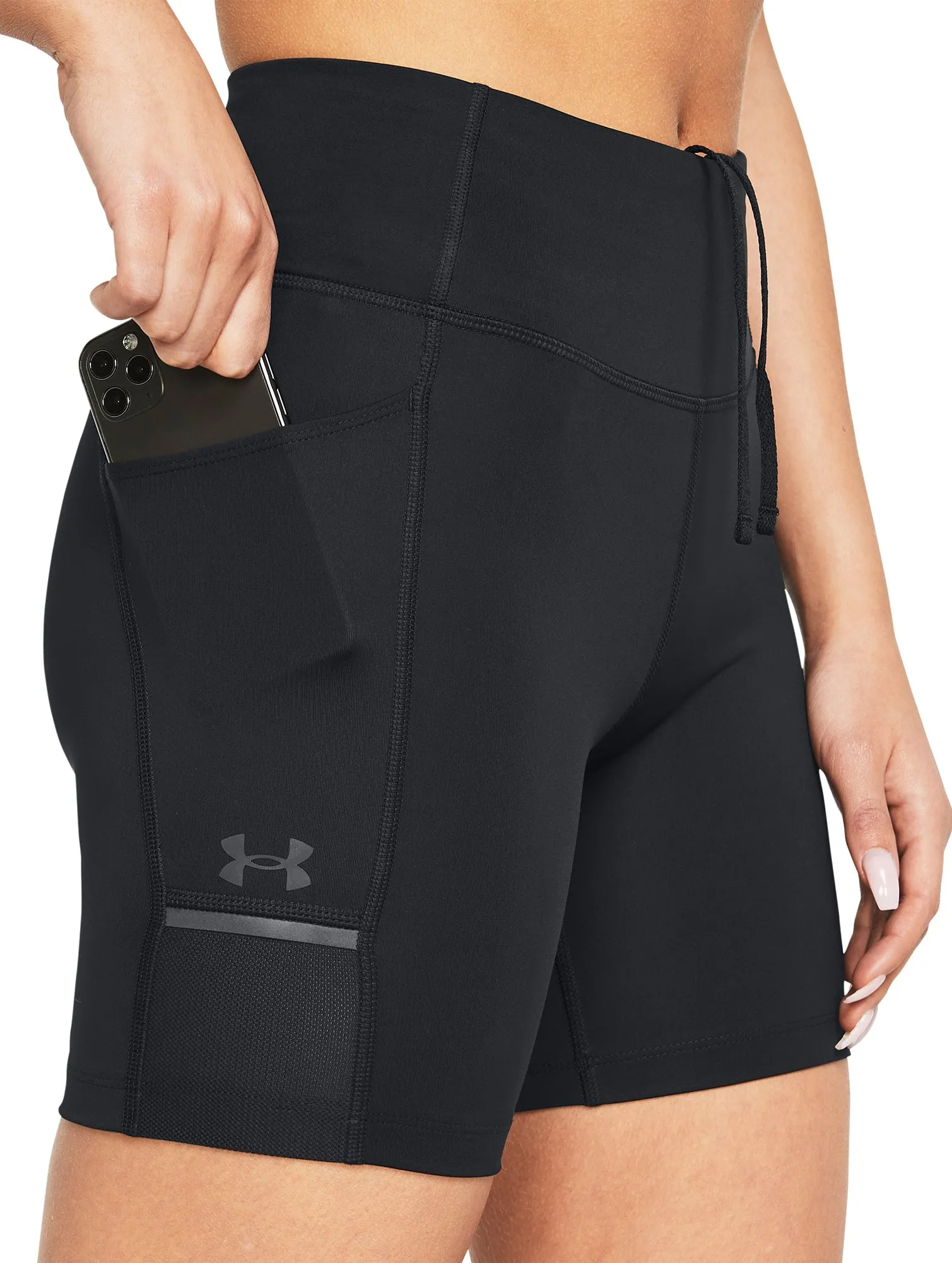 Double Layered Knees Under Armour Launch 6 Inch Womens Short Running Tights - Black