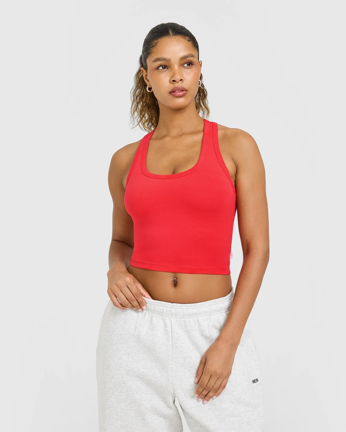 EasyAdjustStraps Cotton Fitted Mid Vest | Muscle Mommy Red Water Soul HighElasticity Fiber