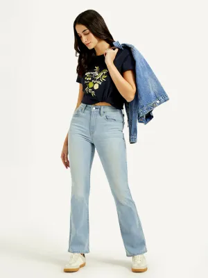 Women's 725 Blue Flared Fit High Rise Jeans Morning Stroll Fashion Lover Trend Setter Sunny Vibes
