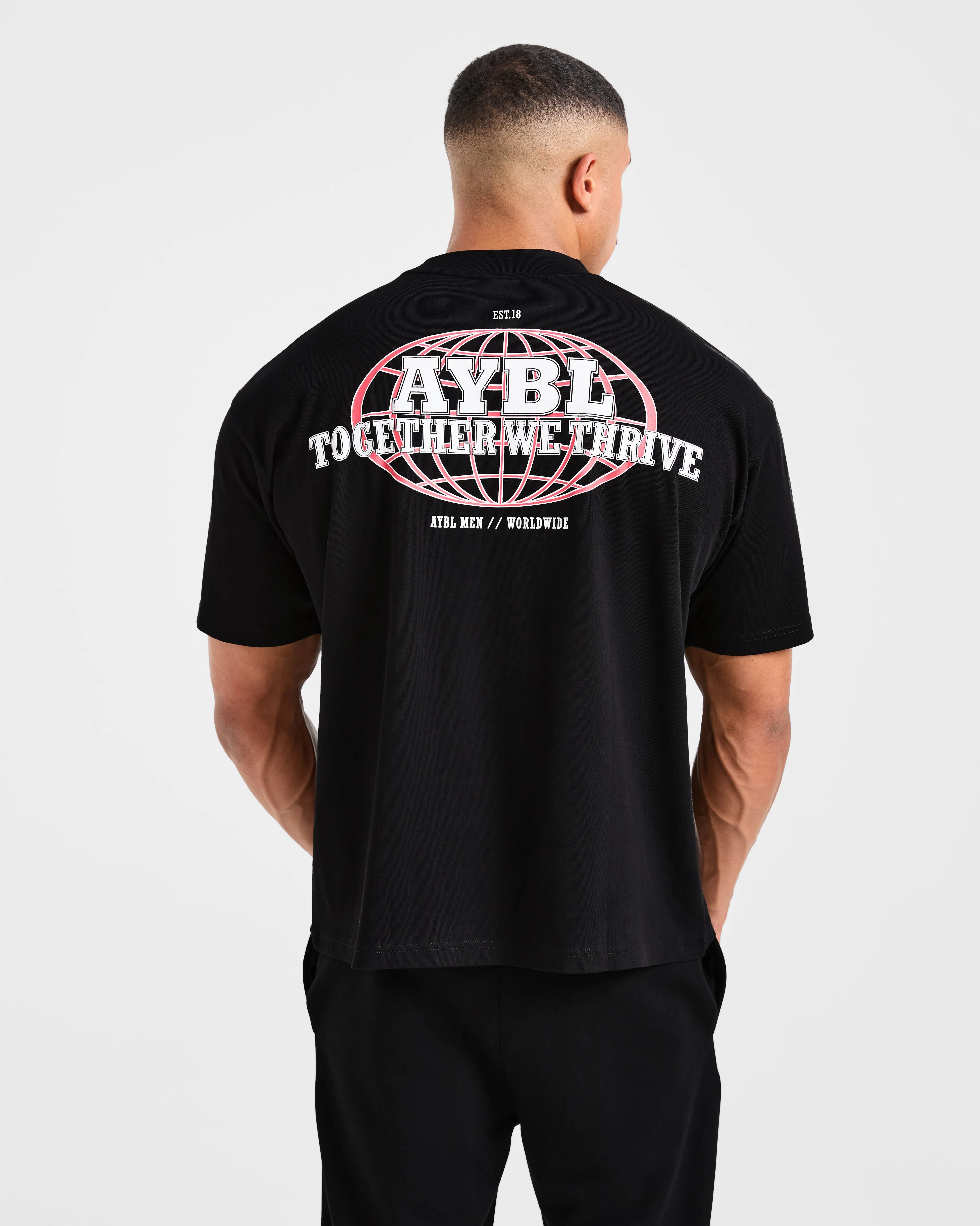 Microfiber Blend Global Oversized T Shirt - Black/Red
