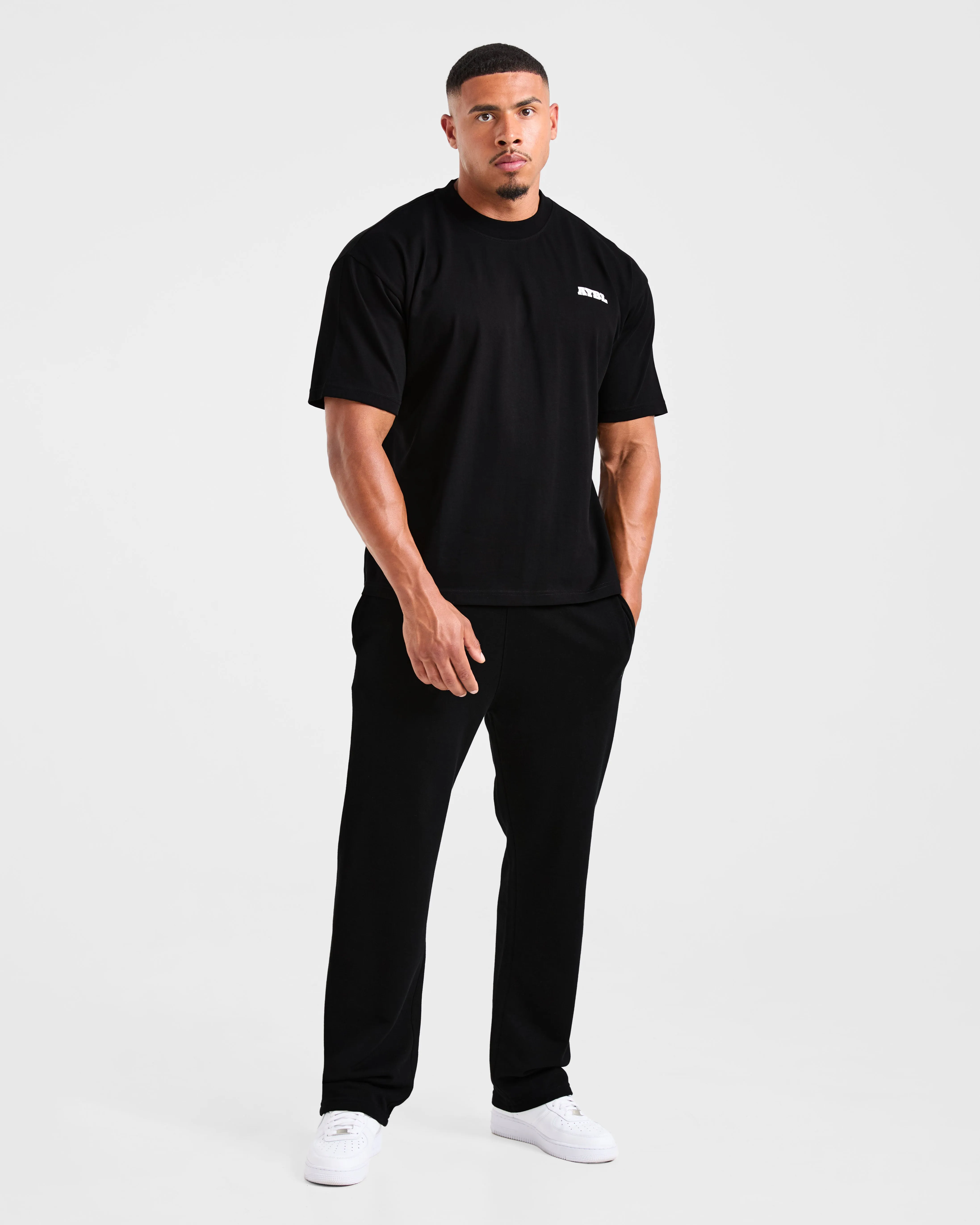 Classic Outfit Style Layered Sleeve Global Oversized T Shirt - Black/Red