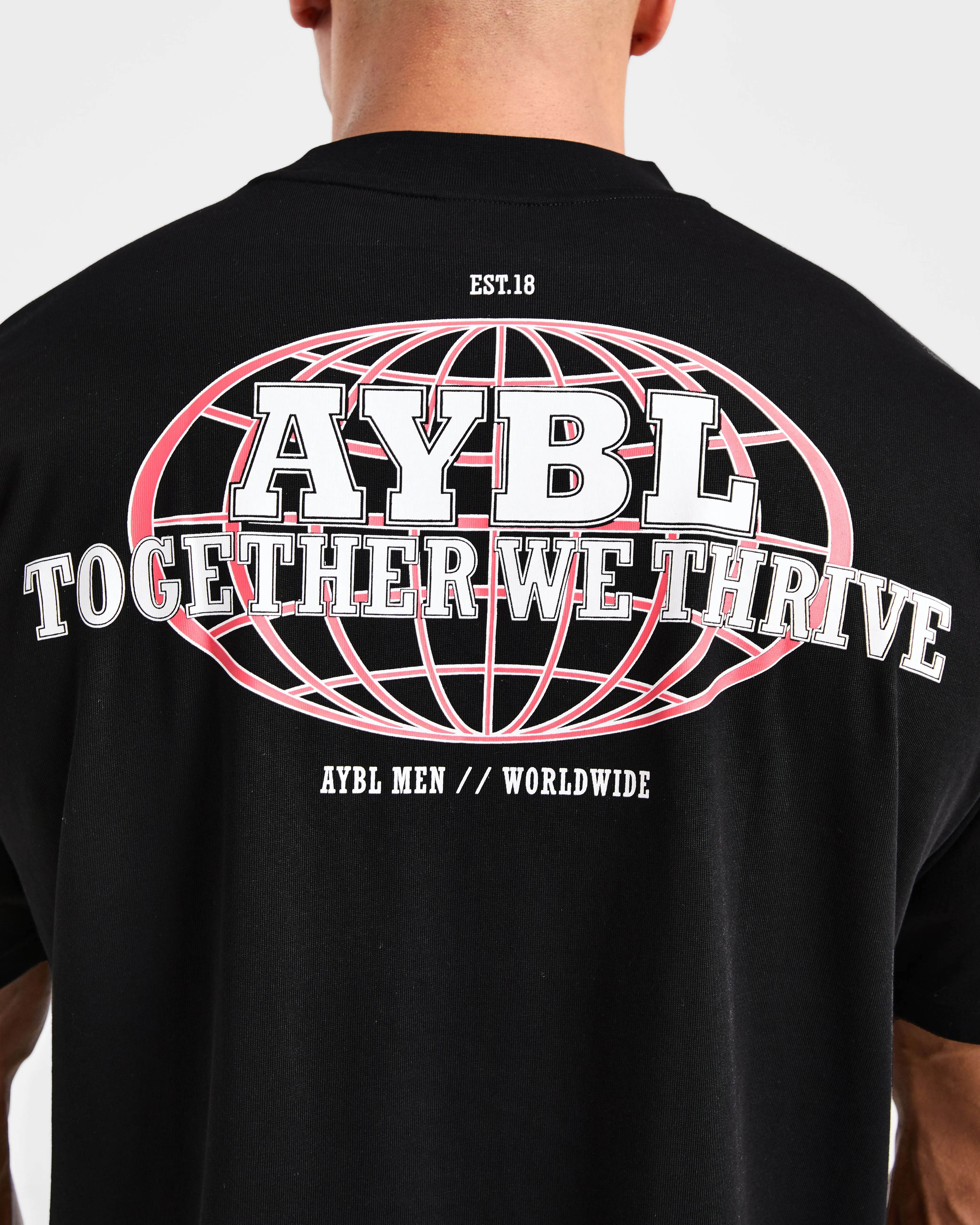 Lightweight Weave Vintage Style Global Oversized T Shirt - Black/Red