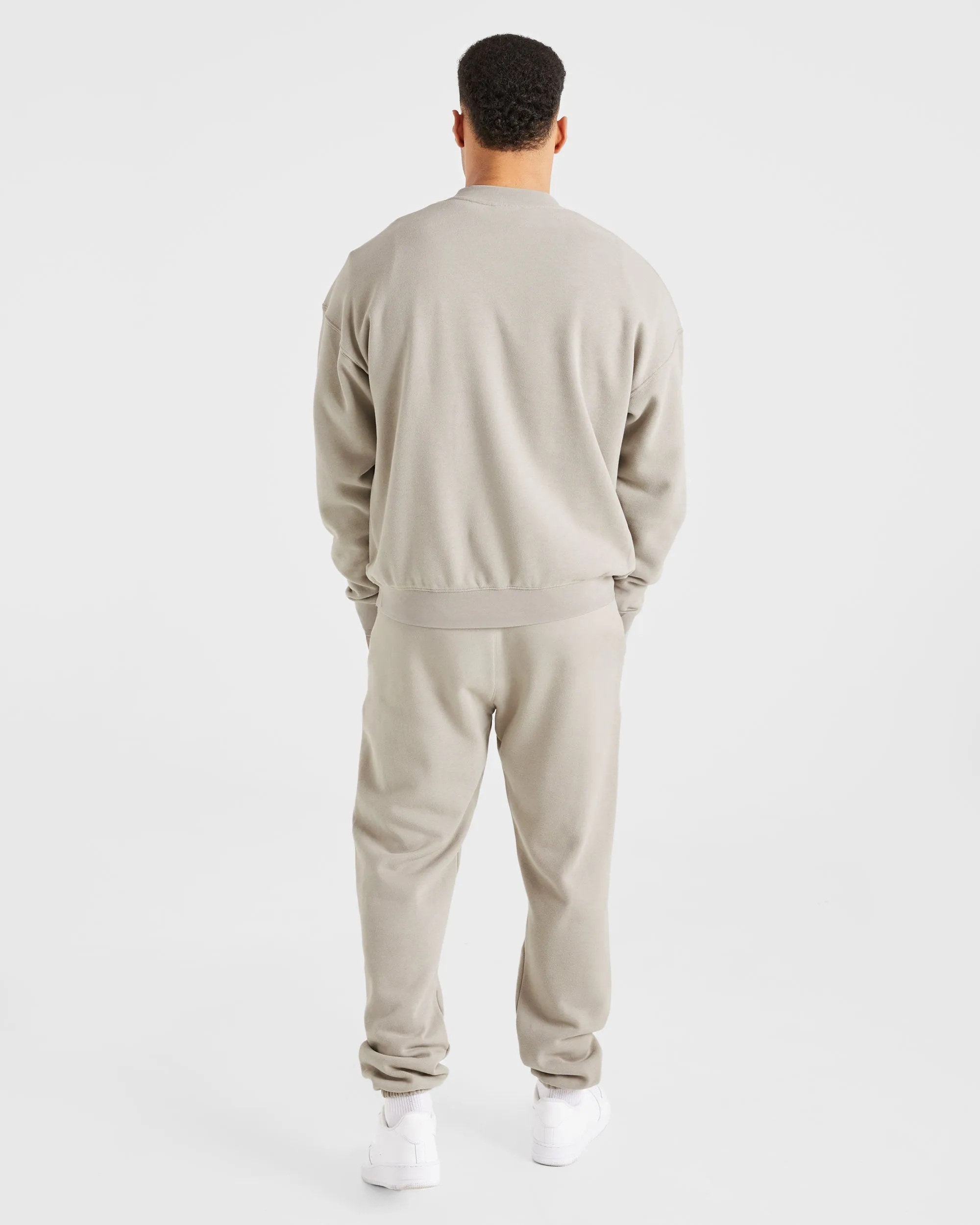 Back Graphic Essential Oversized Sweater - Stone