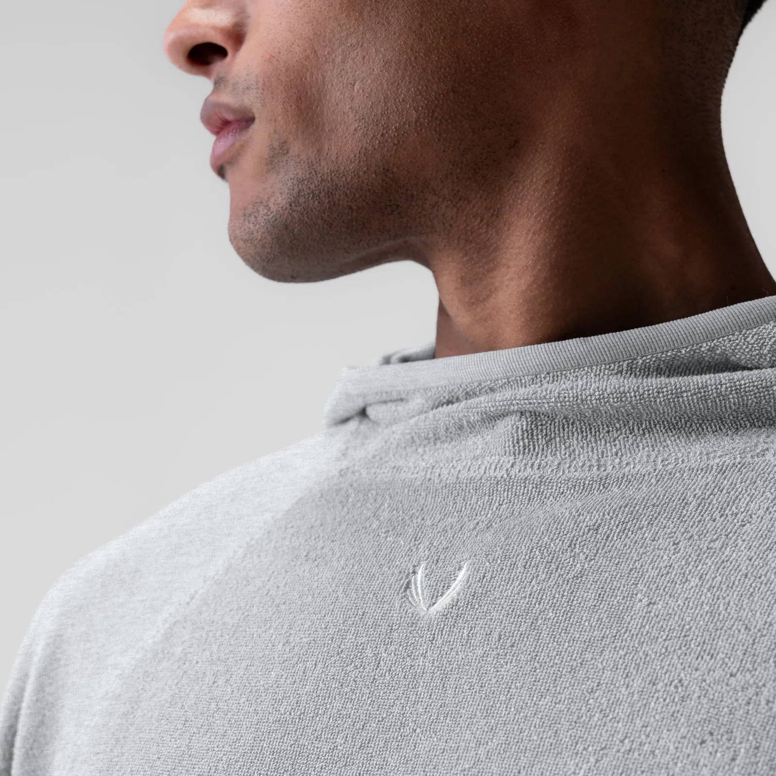 High Quality 1054. Towel Terry Reversible Hoodie - Heather Grey