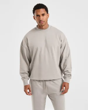 Craft Oversized Sweater - Fog coffee shop hangout