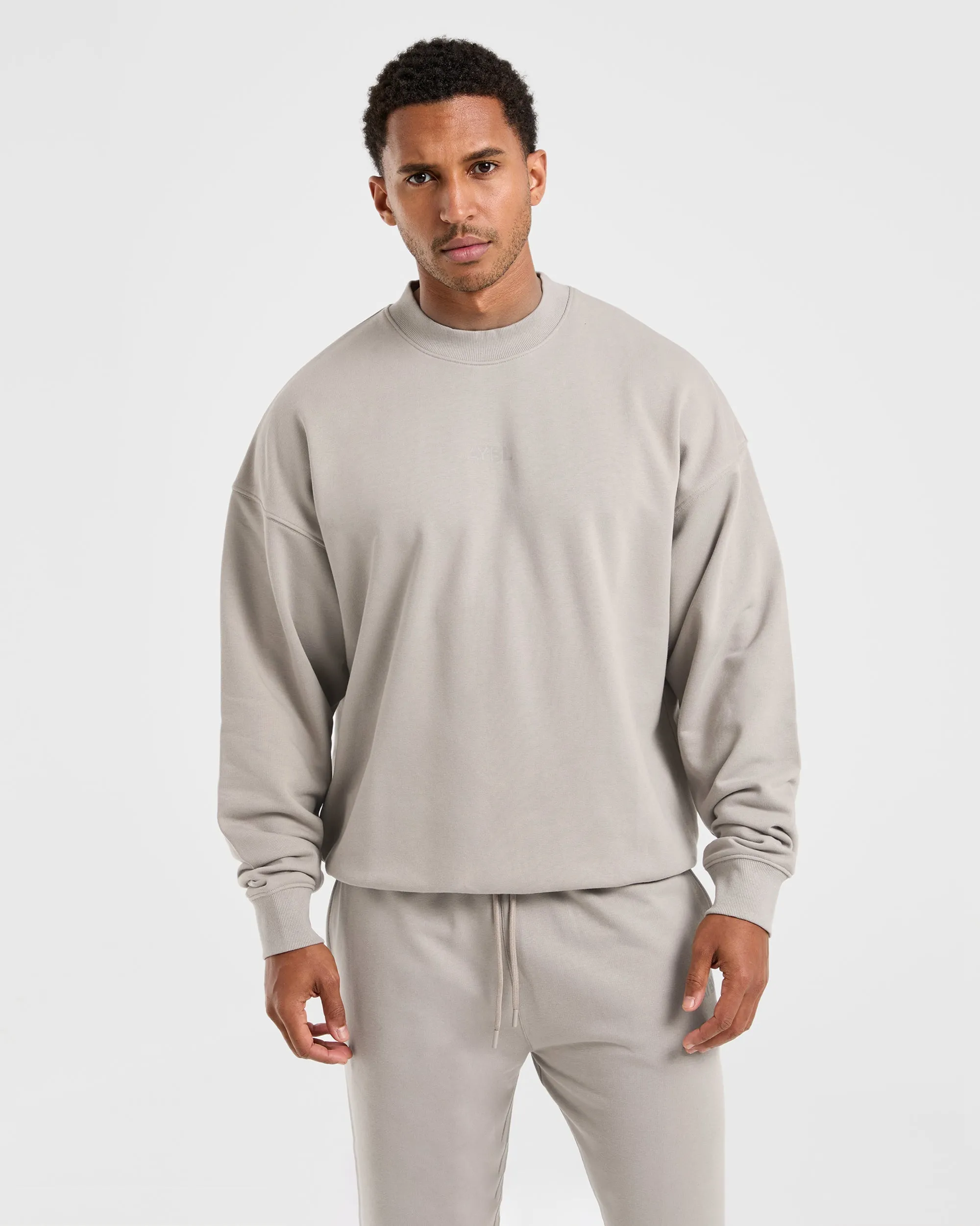 Craft Oversized Sweater - Fog coffee shop hangout