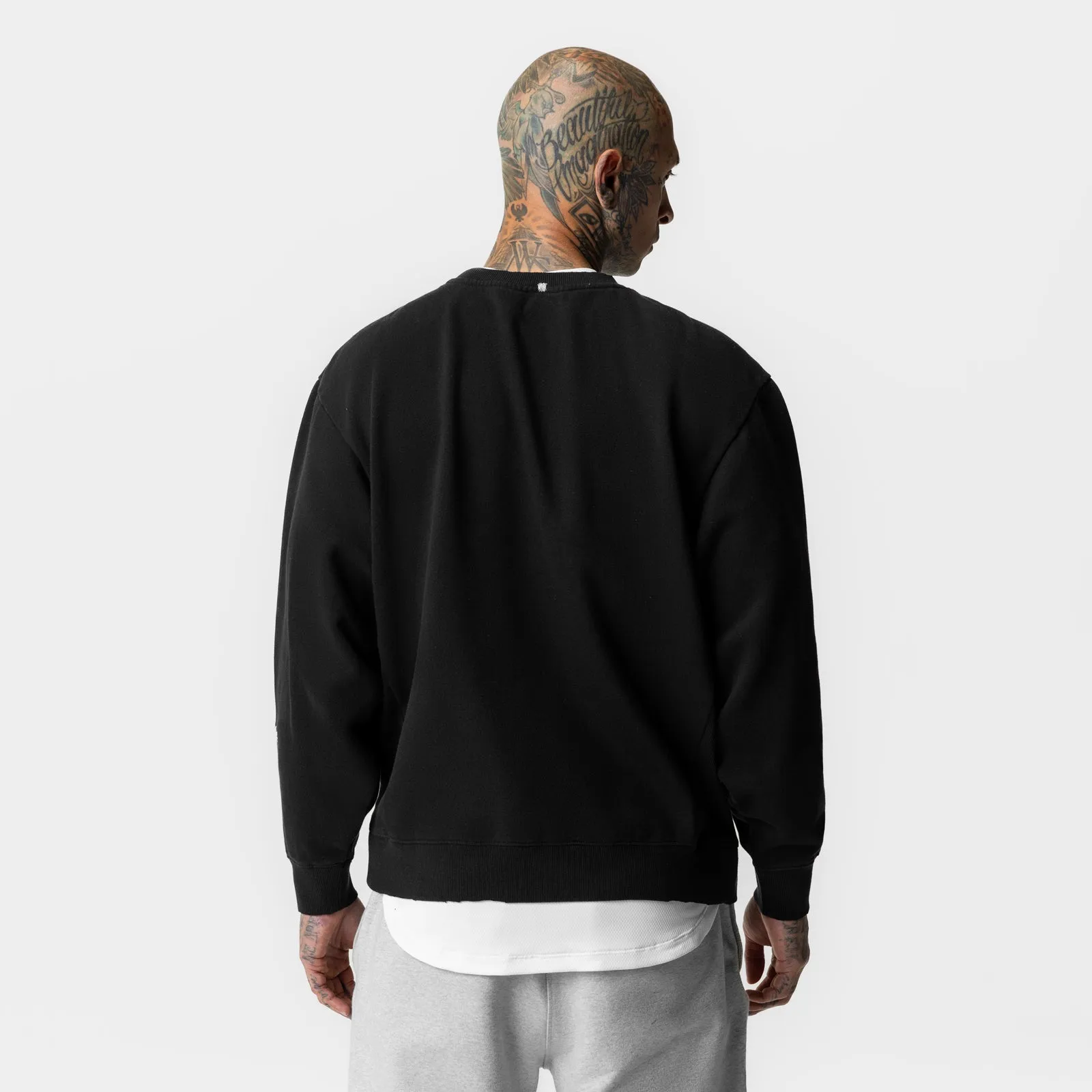 0861. Tech Essential? Distressed Crewneck - Black Workwear