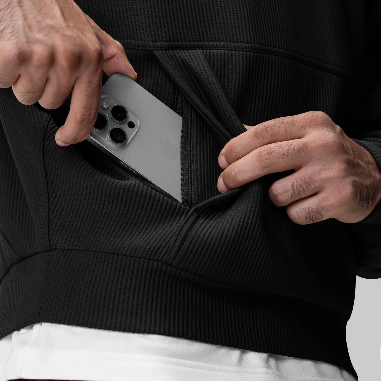 Flexibility Side Pockets 1019. Deltapeak? Oversized Hoodie - Black