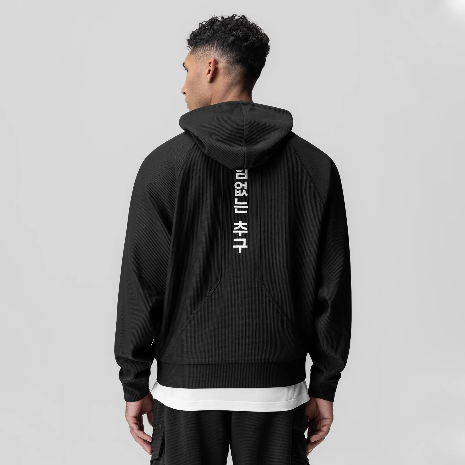 1019. Deltapeak? Oversized Hoodie - Black Denim Look Tear Resistant Stitching