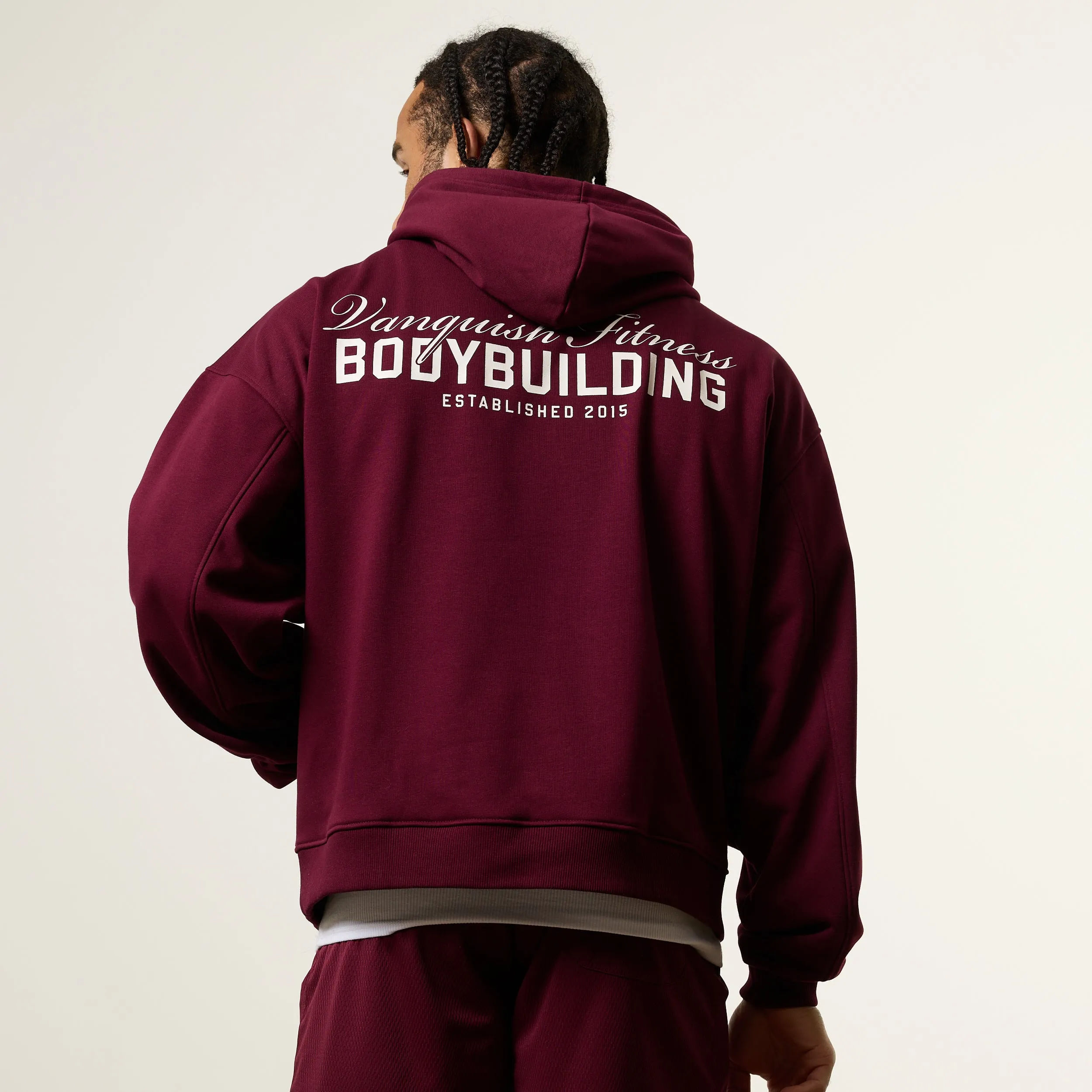 Vanquish Bodybuilding Oxblood Oversized Boxy Pullover Hoodie Pajama like picnic wear