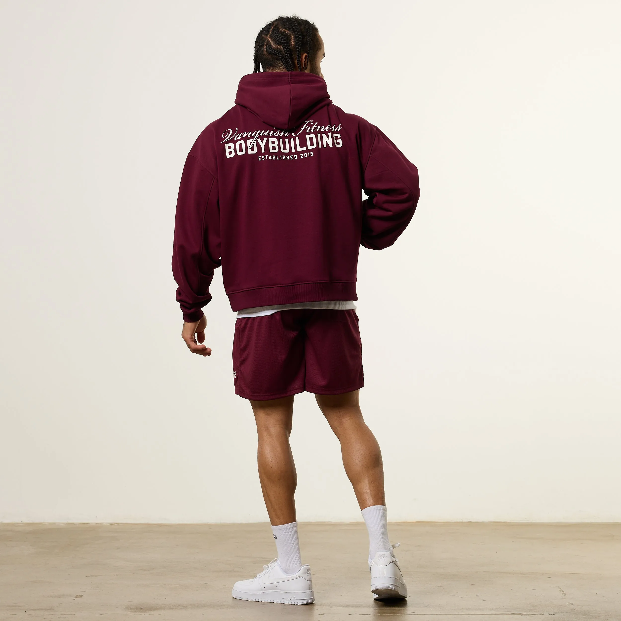 Low Carbon Vanquish Bodybuilding Oxblood Oversized Boxy Pullover Hoodie