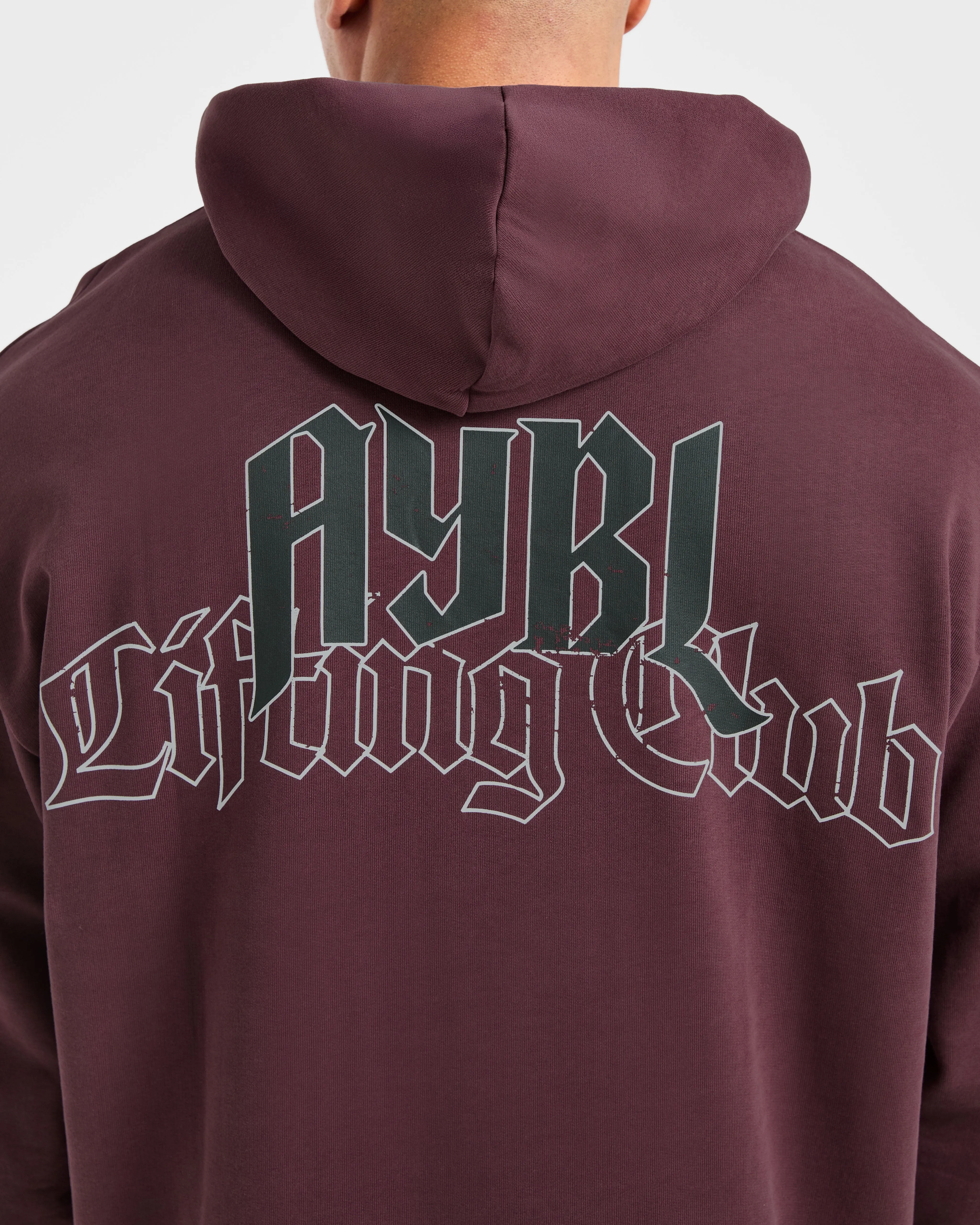 Lifting Club Gothic Oversized Hoodie - Dusty Plum/Black Organic Cotton Blend