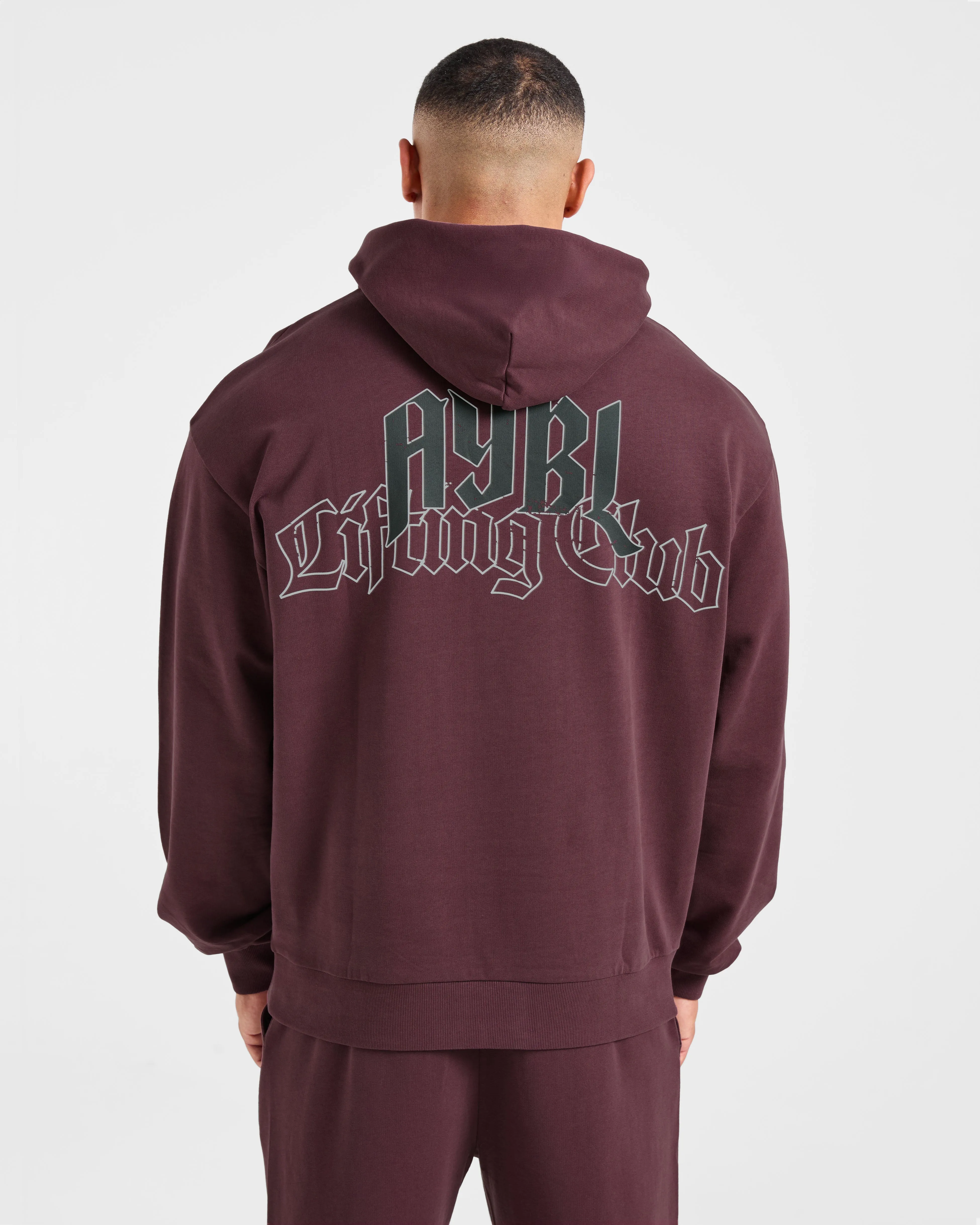 Golf wear Tennis wear Lifting Club Gothic Oversized Hoodie - Dusty Plum/Black